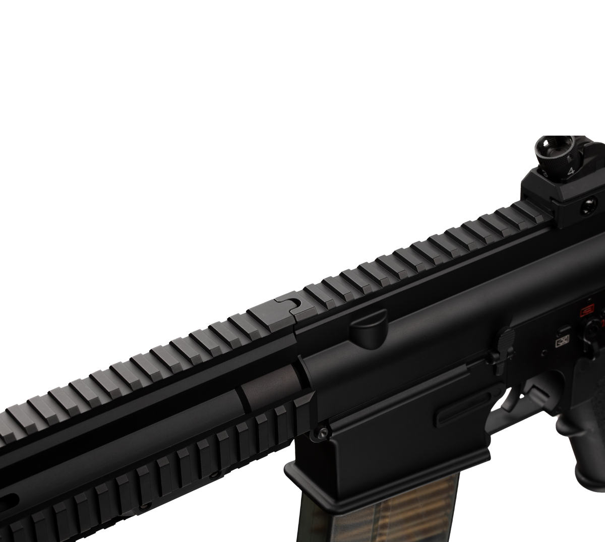 E&C HK417A1 16 Inch AEG Airsoft Rifle EC-201 — receiver detail