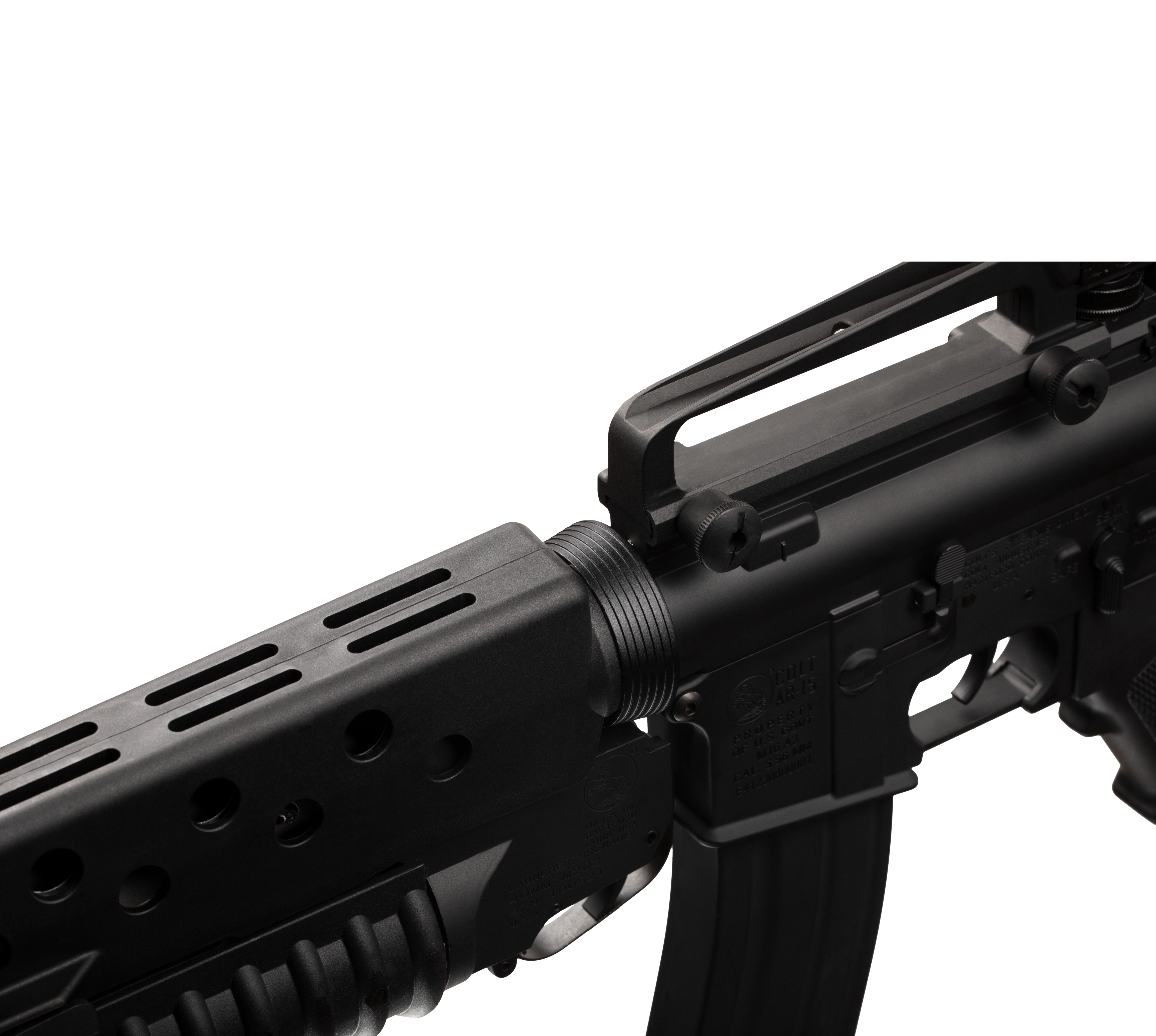 E&C M16A3 20 Inch AEG Airsoft Rifle W/M203 EC-702 — receiver detail