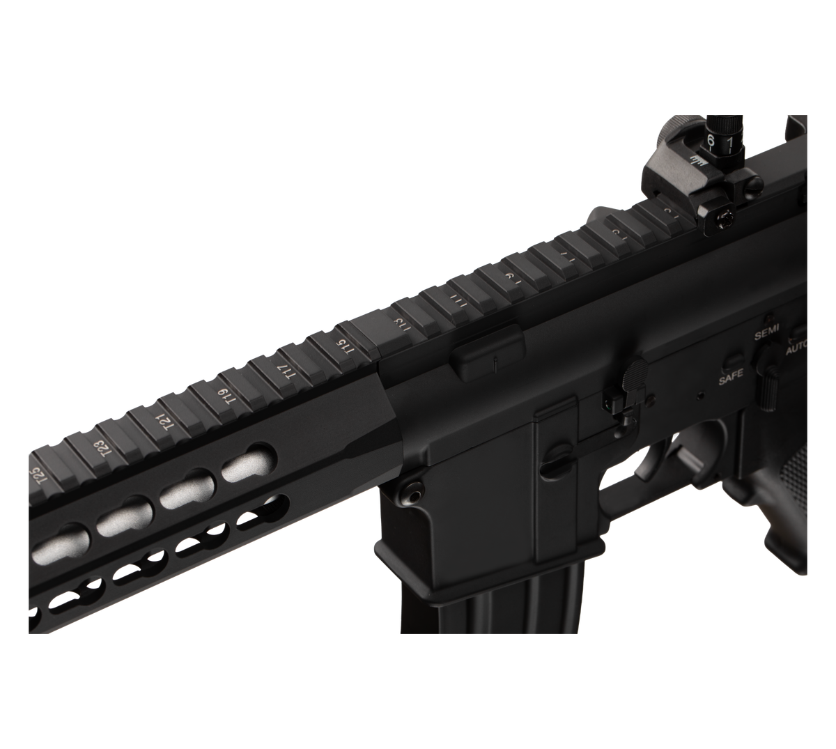 E&C M4 RIS 13 Inch AEG Airsoft Rifle EC-314 — receiver detail