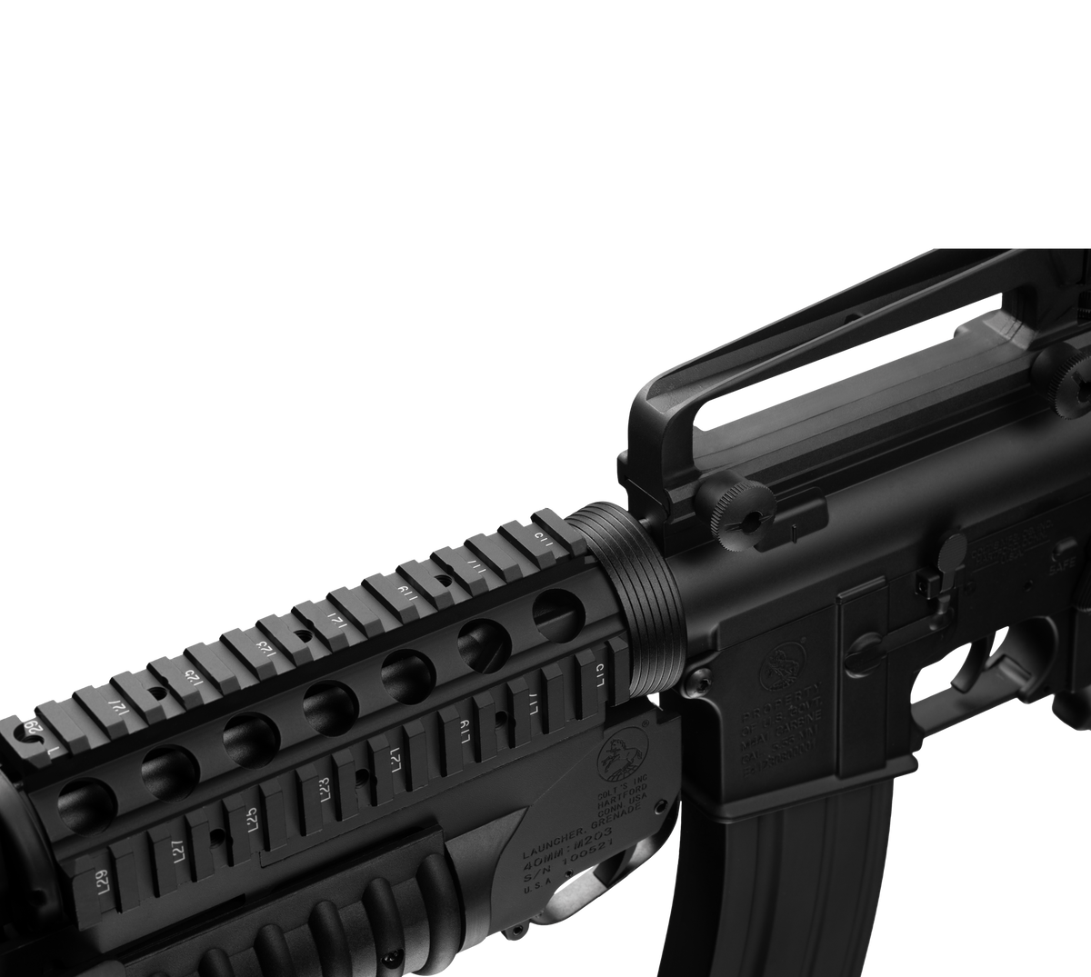 E&C M4 RIS W/M203 AEG Airsoft Rifle EC-707 — receiver detail