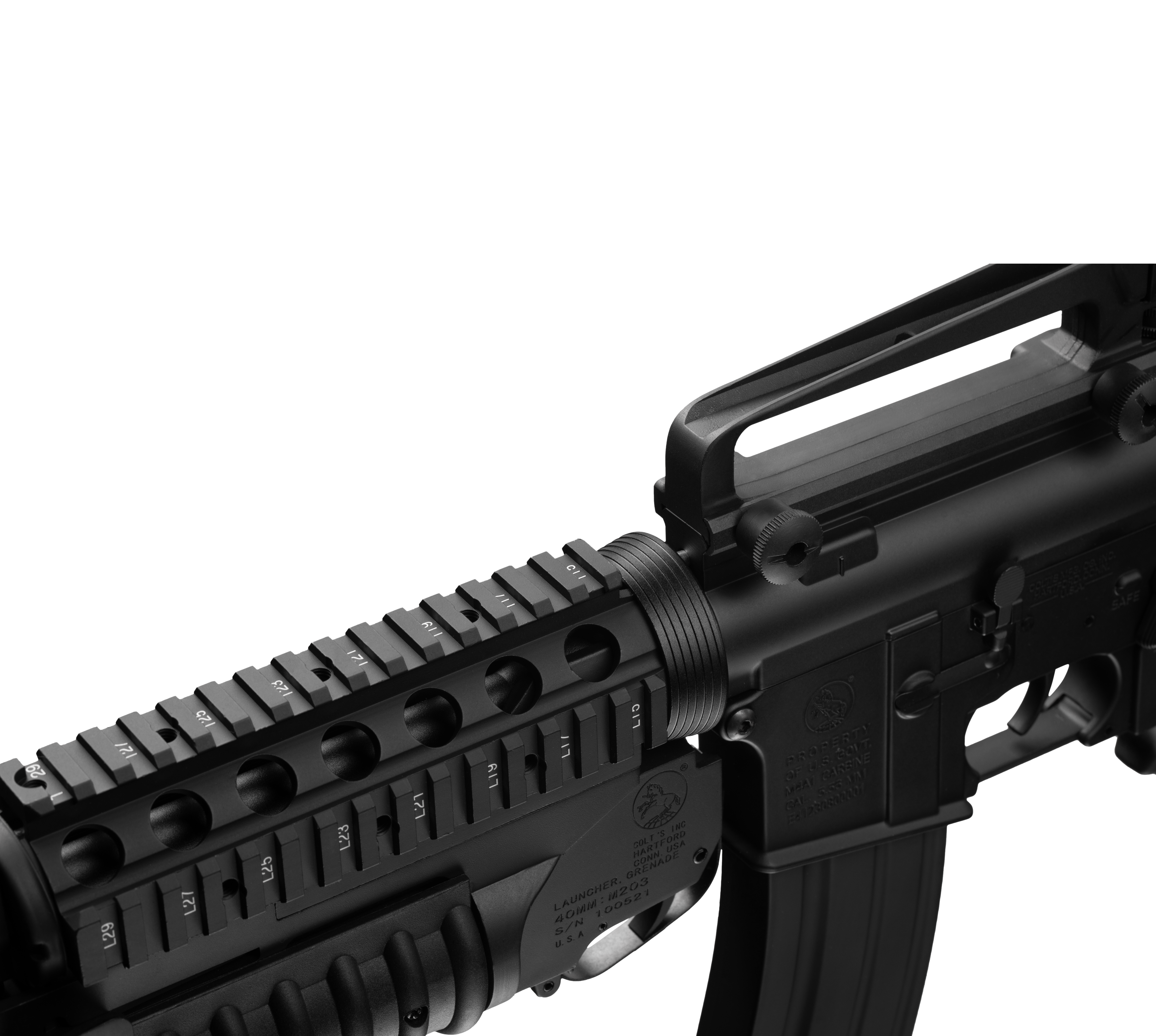 E&C M4  RIS W/M203 AEG Airsoft Rifle EC-707 — receiver detail